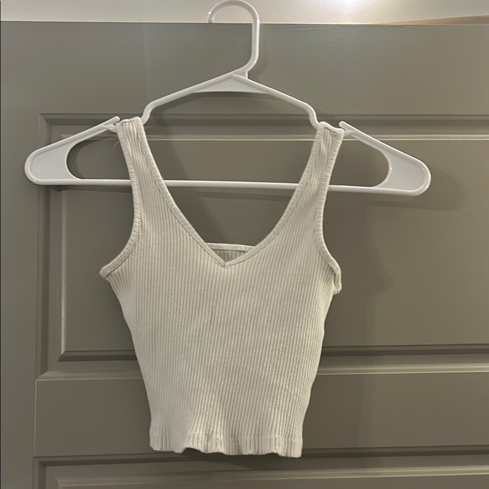 Target White Ribbed Sleeveless Crop Tank Top